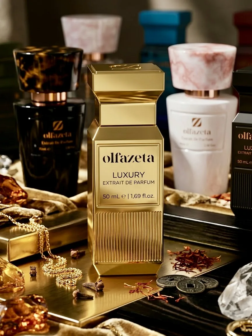 Extraits de parfum Olfazeta sur un podium